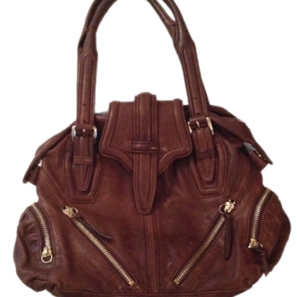 Botkier Italian Leather Purse W/Gold Hardware Many Pockets Dust Bag Zippers